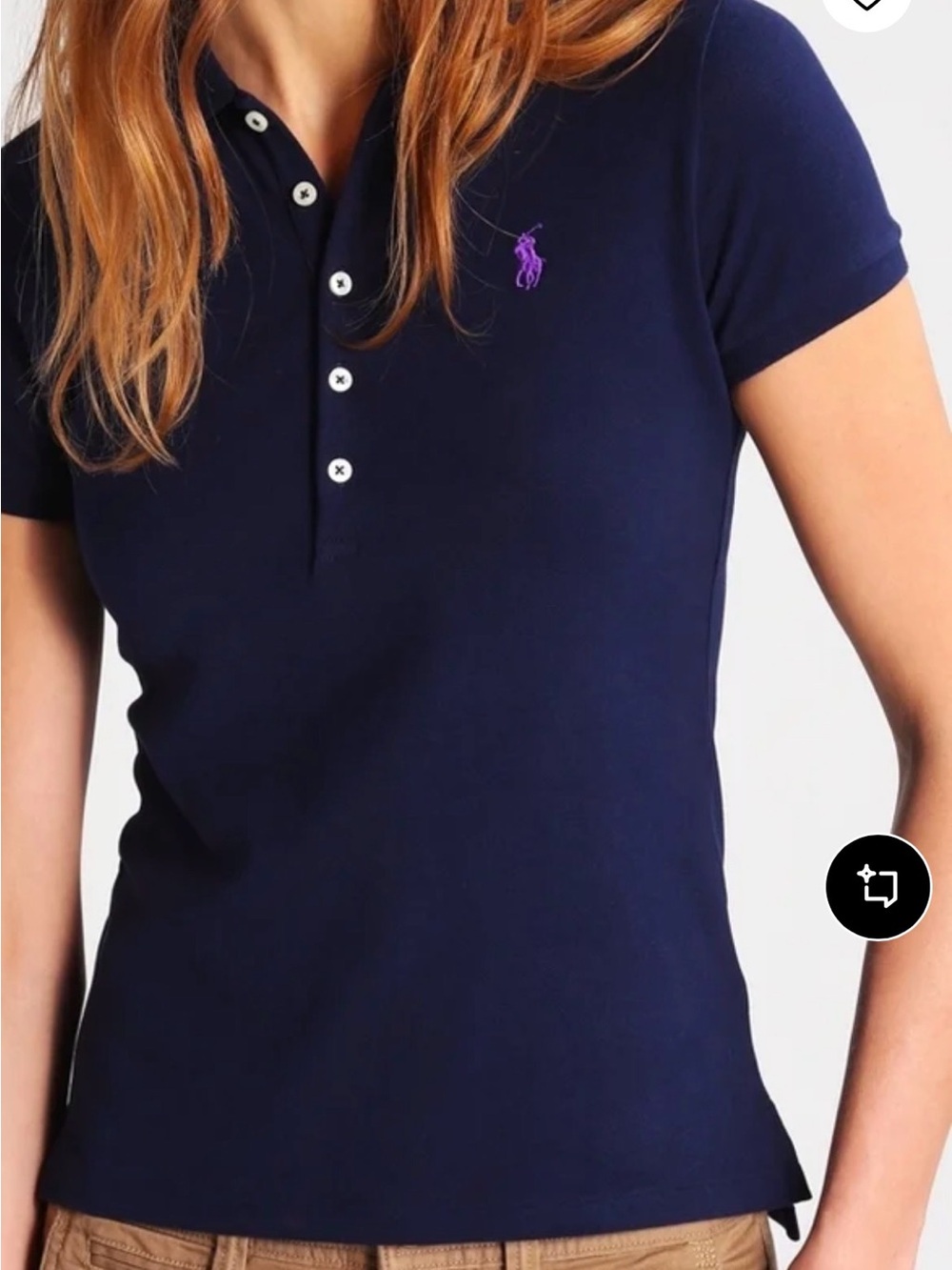 Ralph Lauren Navy Polo with Purple Pony Embroidery